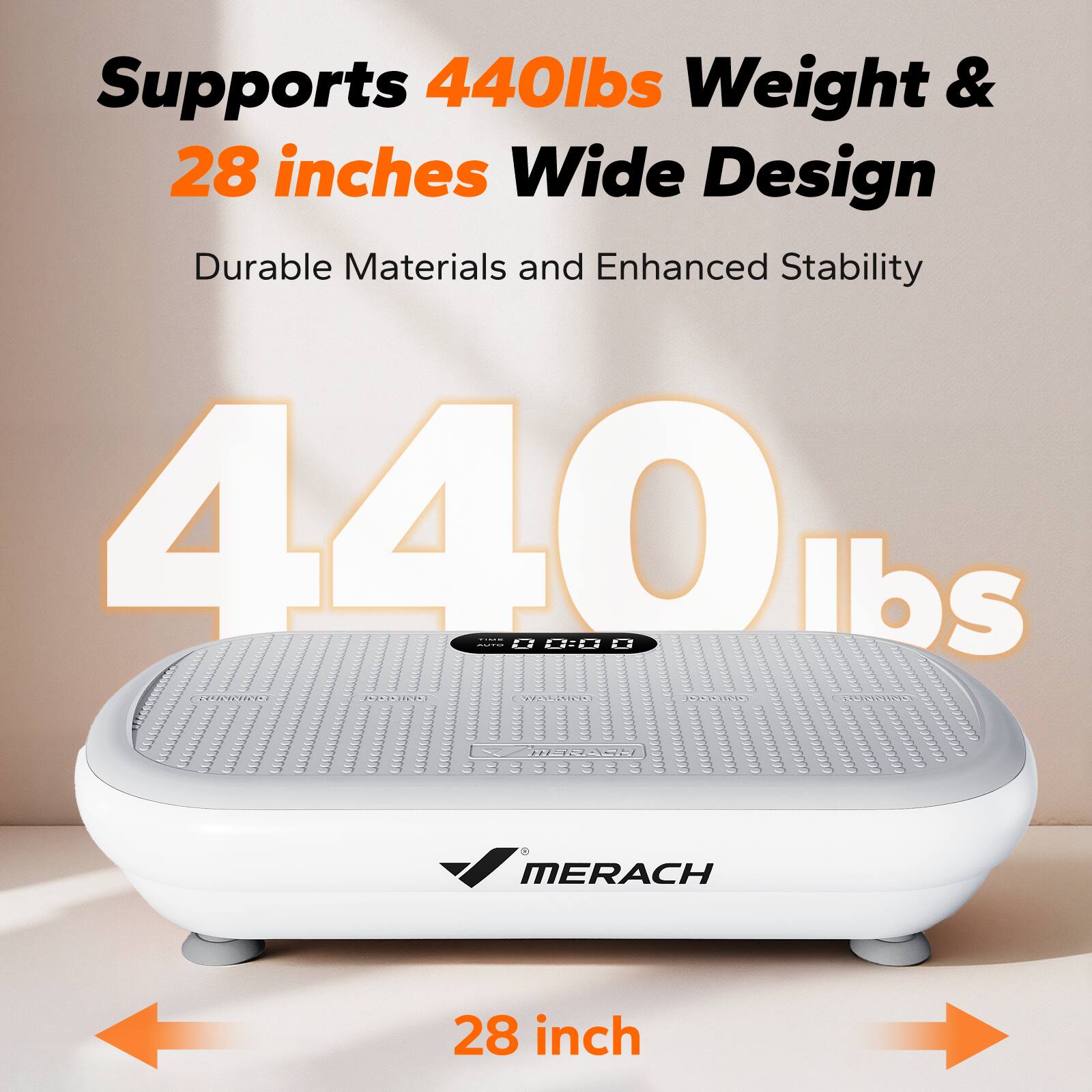 Supports 440lbs Weight & 28 inches Wide Design  
Durable Materials and Enhanced Stability  
440 lbs  
MERACH  
28 inch