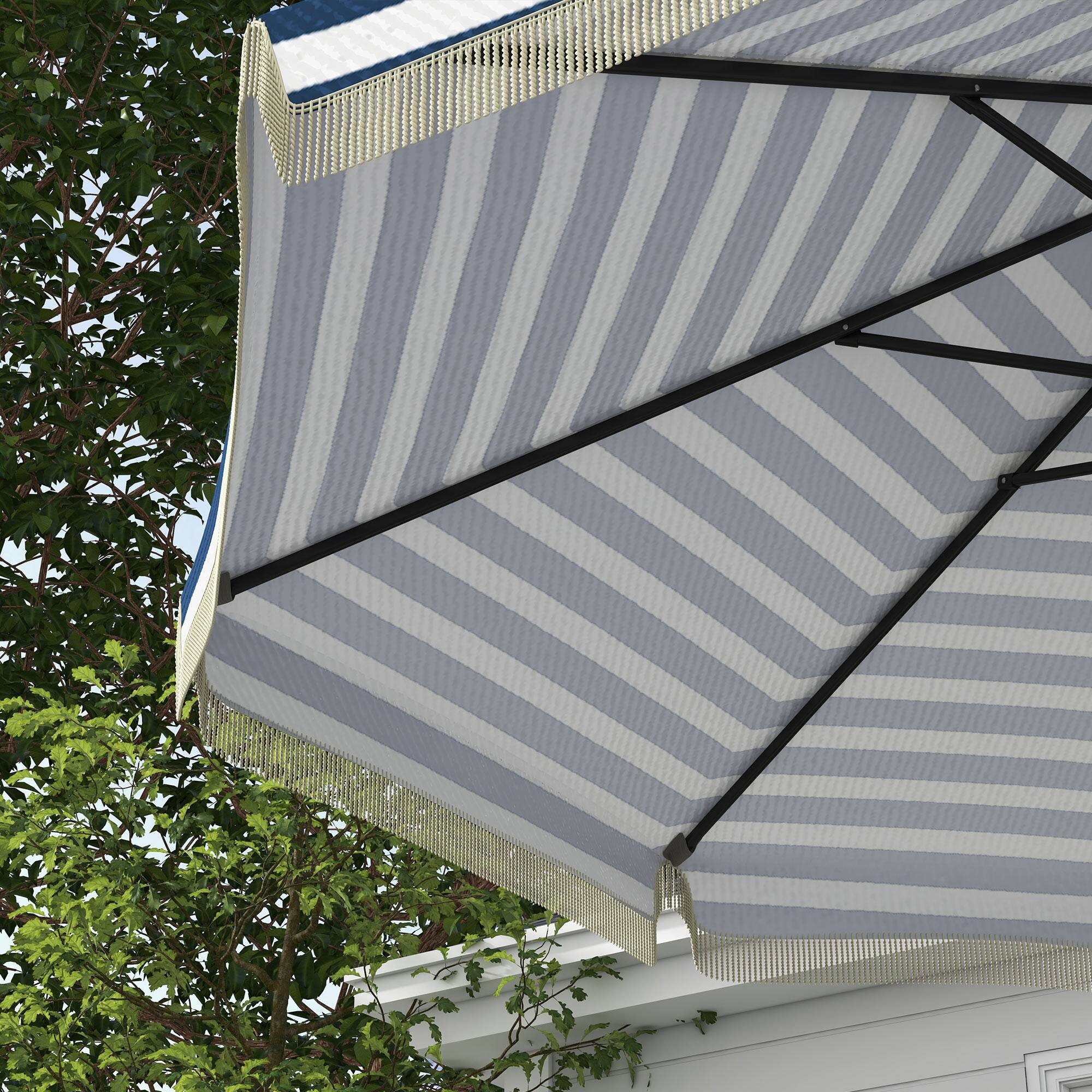 Alt View 8. Outsunny - Patio Umbrella Outdoor Table Umbrella w/ Tilt, Crank, Ruffled, 8 Ribs for Garden, Deck, Pool - Blue.
