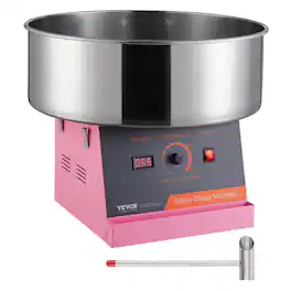 VEVOR - Electric Cotton Candy Machine, 1000W Candy Floss Maker, Commercial Cotton Candy Machine with Stainless Steel Bowl - Pink