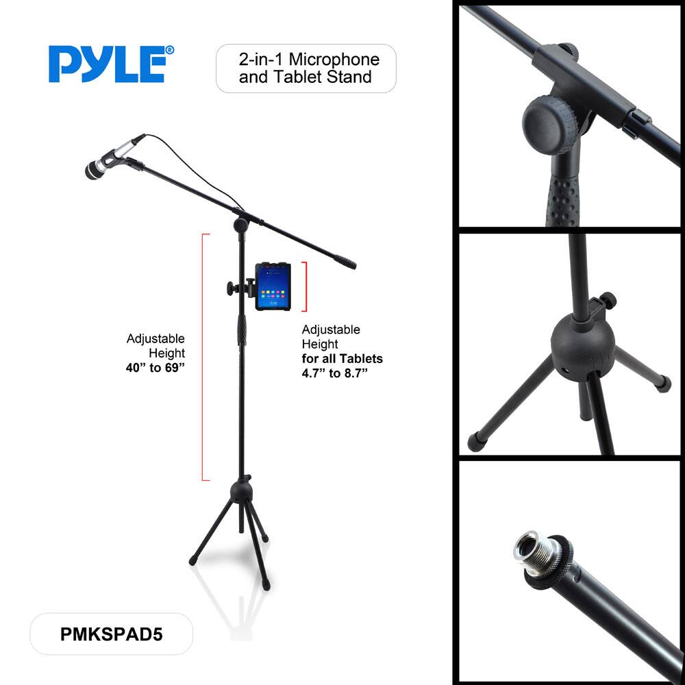 PYLE®

2-in-1 Microphone and Tablet Stand

Adjustable Height 40" to 69"

Adjustable Height for all Tablets 4.7" to 8.7"

PMKSPAD5