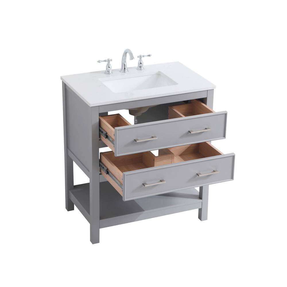 Alt View 3. Elegant Kitchen and Bath - 30 inch Single Bathroom Vanity in Grey - Grey.