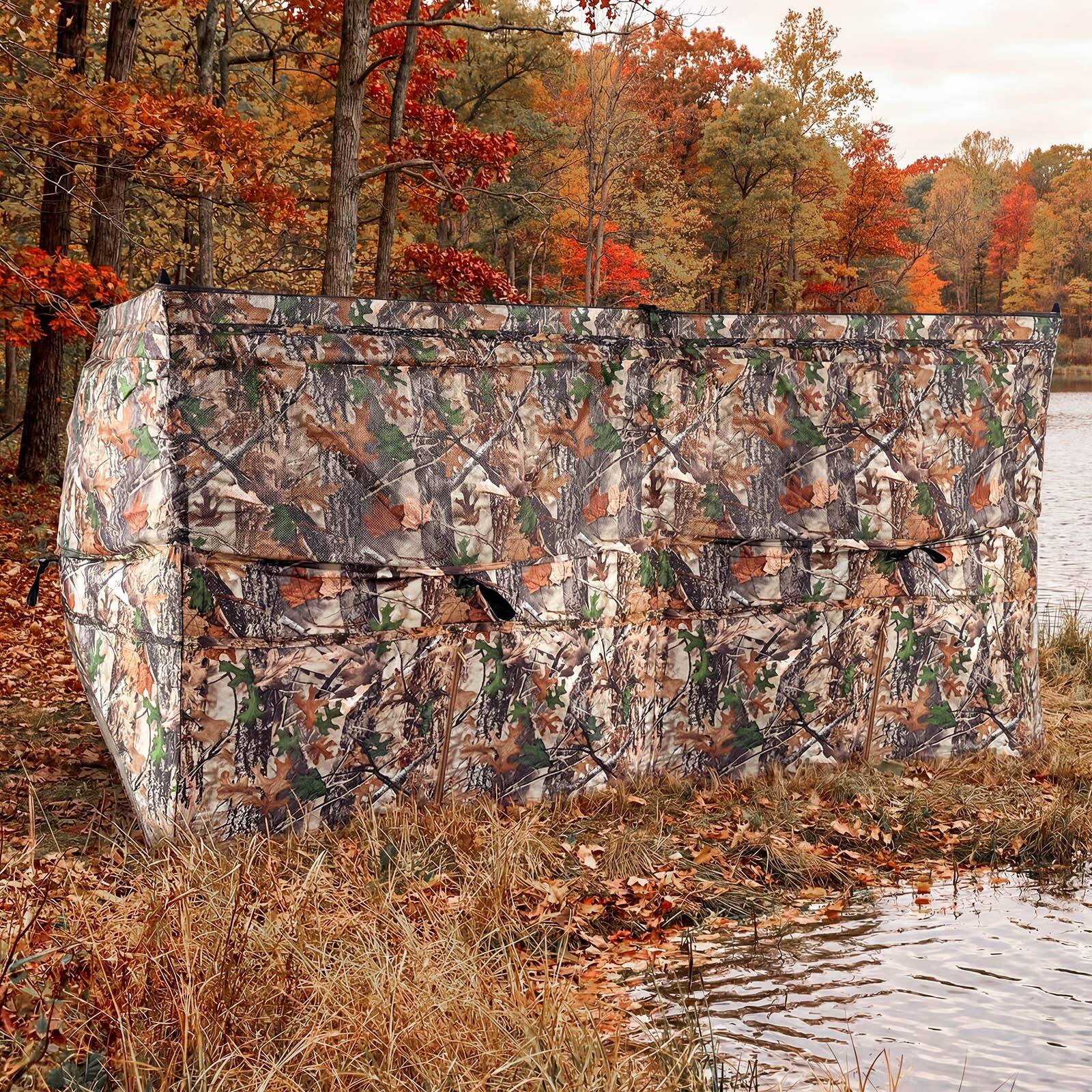 Alt View 6. Costway - Costway 360° One-Way See-Through Hunting Blind Panel with Dog Door Carrying Bag Camouflage - Camouflage.