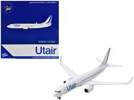 Boeing 737-800 Commercial Aircraft "Utair" Tail Stripes 1/400 Diecast Model Airplane by GeminiJets - White with Blue