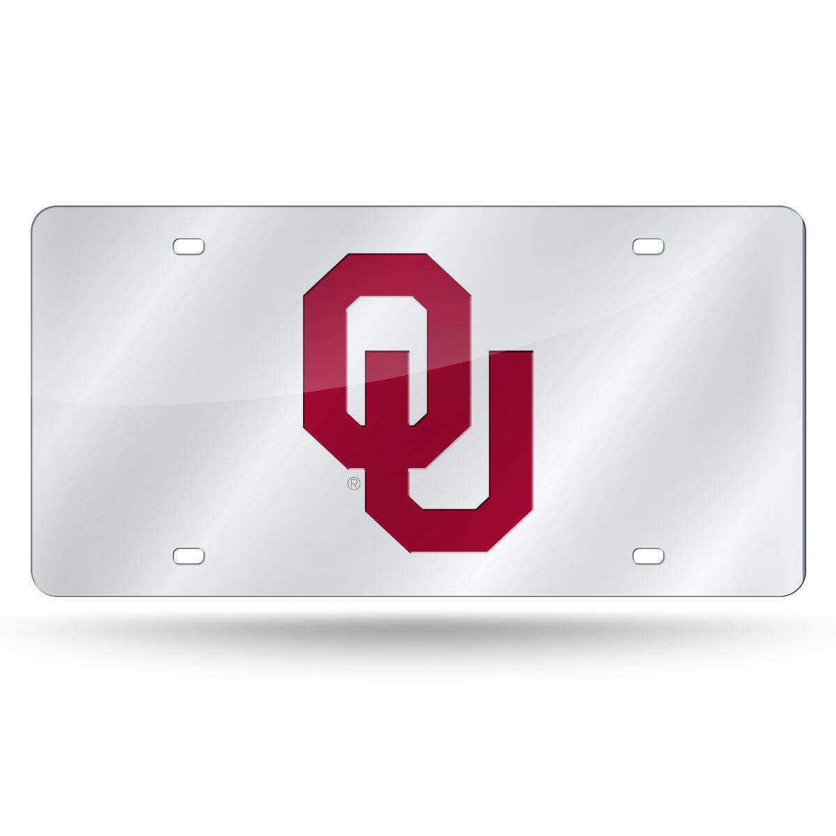 Front. Rico Industries - Oklahoma Sooners Mirrored Laser Cut License Plate Laser Tag - Multi.