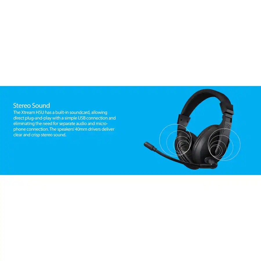 Adesso Xtream H5U USB Stereo Headset with Microphone Noise Cancelling ...