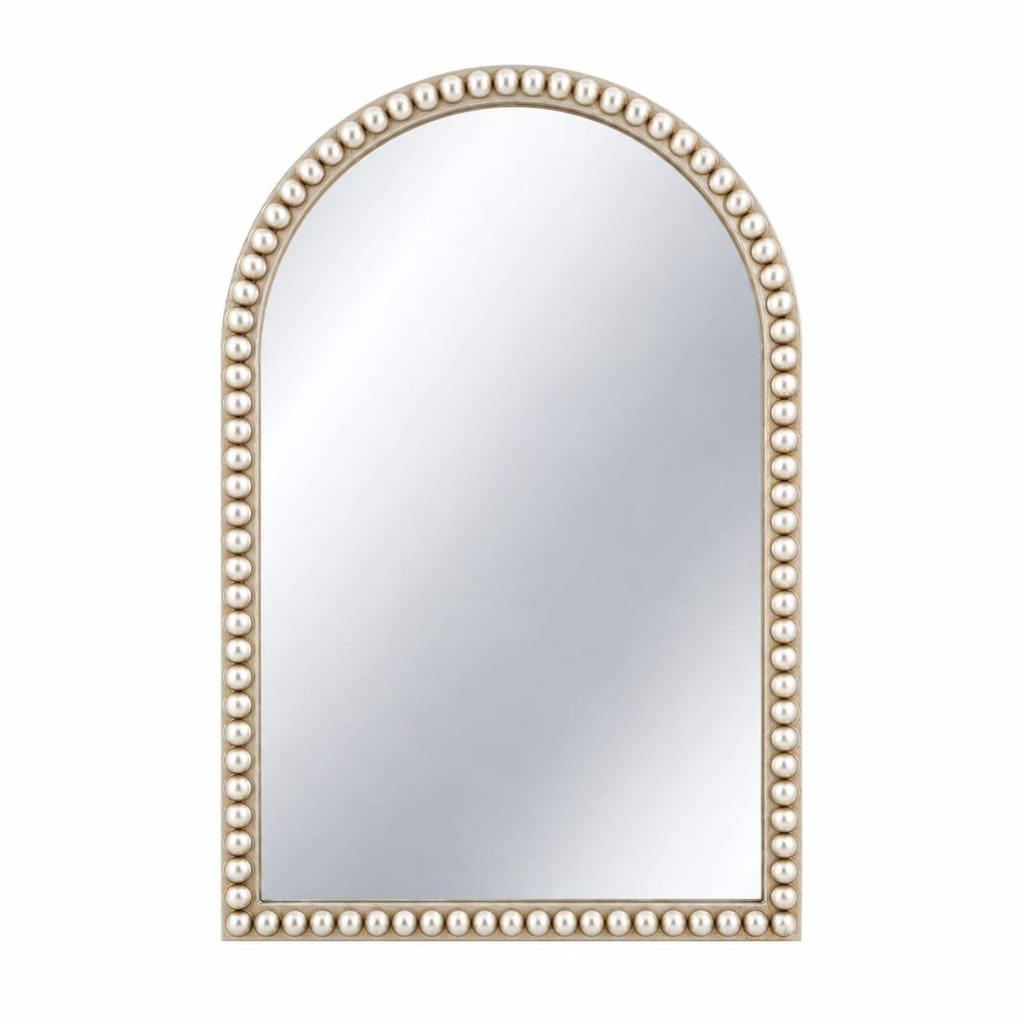 RYHNUYNE - 20x30 Inch Arched Wall Mirror, Champagne Gold Frame, Pearl Beaded Trim, MDF, Living Room and Bedroom - Champagne,White price history on PriceWatchPro