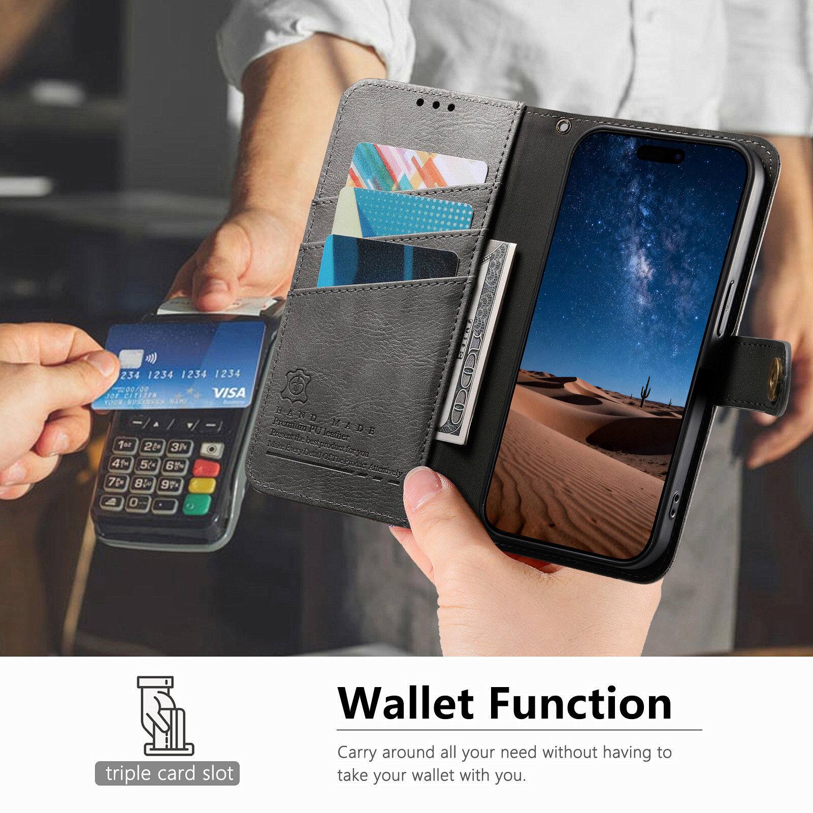 234 1234 1234 1234 00/00 Caladen VISA - a / Tor 20 3h 41 5( 61 7t 8: 9T b O H-/EN Promium 35 Peet PL Jether E triple card slot Wallet Function Carry around all your need without having to take your wallet with you.