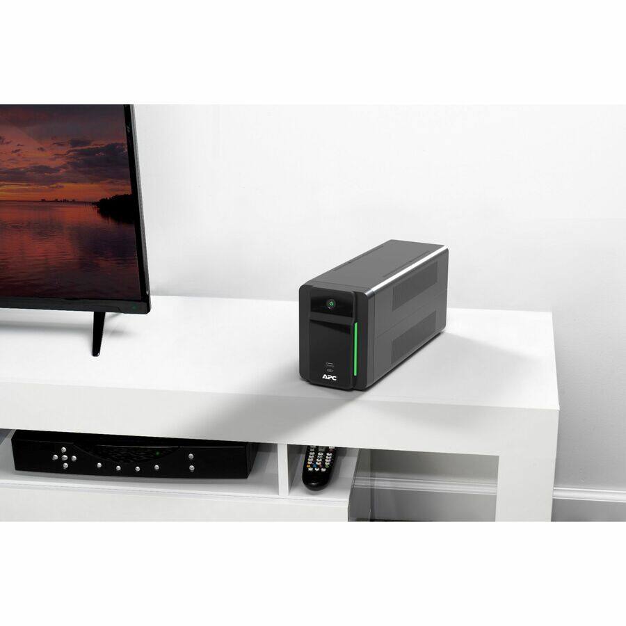 Alt View 8. APC - APC Back UPS, 1200VA/650W, Tower, 120V, 8x NEMA 5-15R outlets, USB Type A + C Ports, User Replaceable Battery - Tower - Black.