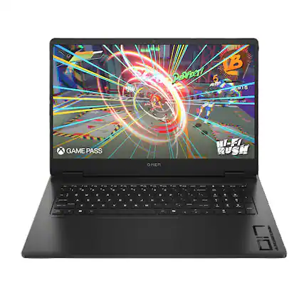 The text on the image reads: "Game Pass Omen Hi-Fi Rush."