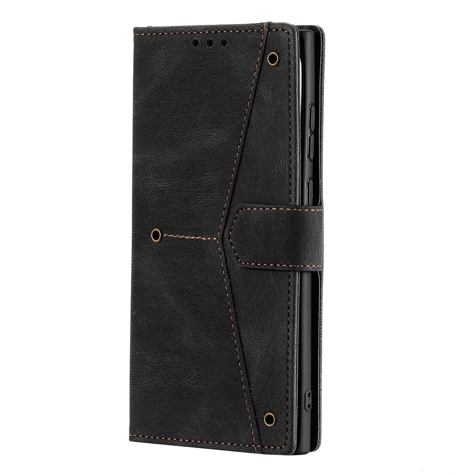 Alt View 3. Dteck - Wallet Case for Samsung Galaxy S24 Ultra,Vintage PU Leather Flip Card Holder Kickstand Magnetic Closure Phone Cover - Black.