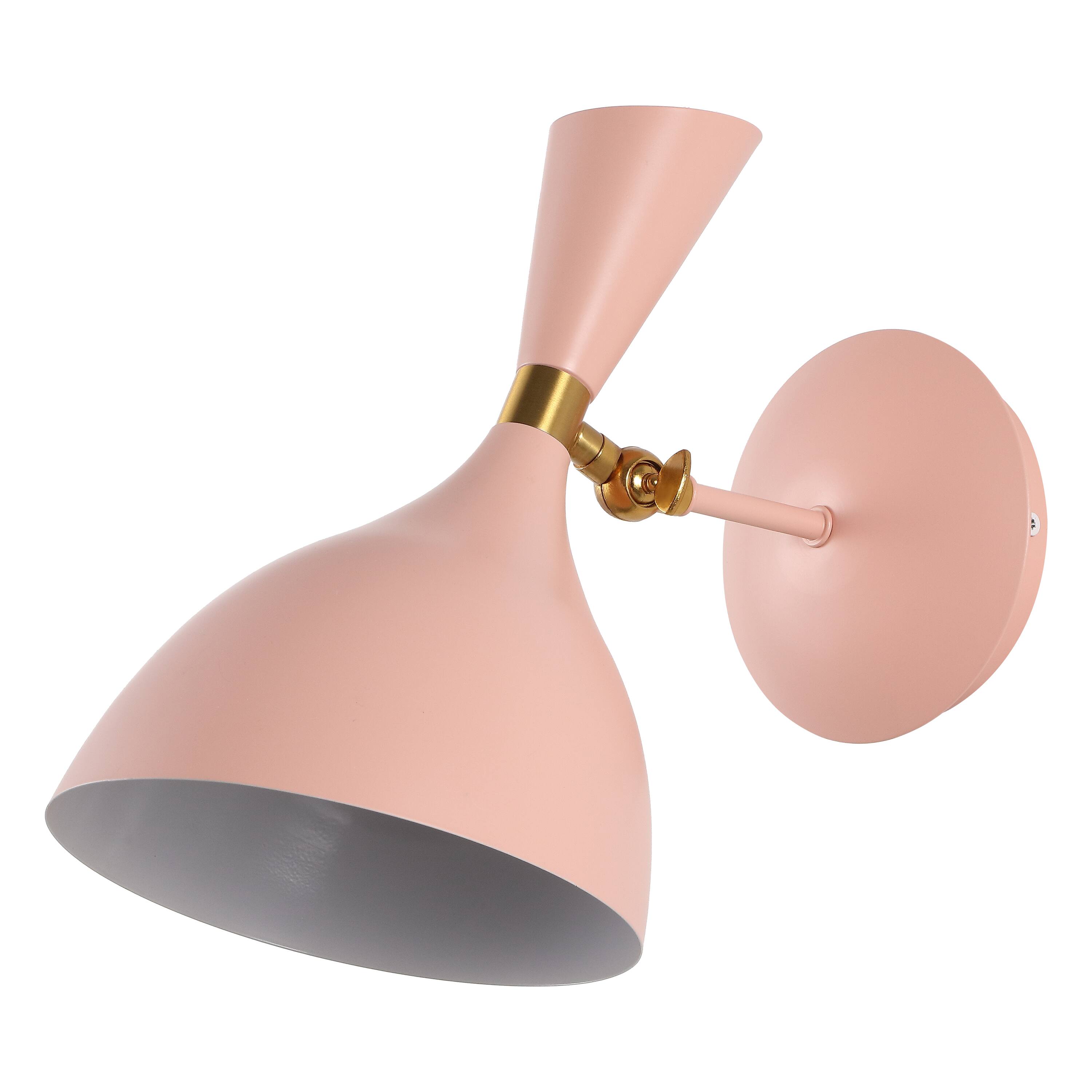 Alt View 7. Jonathan Y - Josef 10" Adjustable Iron Retro LED Wall Sconce, Pink - Pink/Brass Gold.