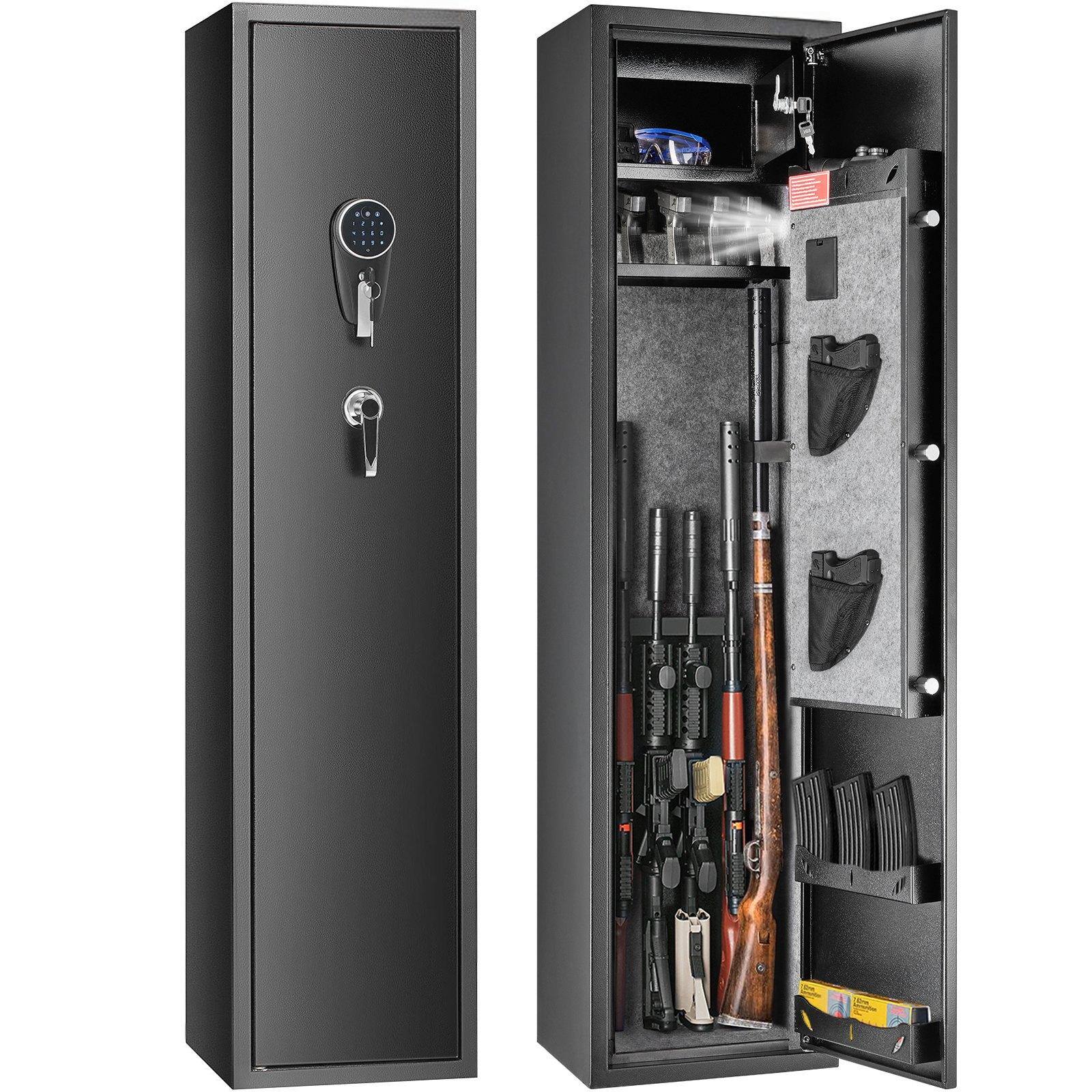 Front. Glintex - 5 Rifle Gun Safe with Digital Keypad Lock, Long Gun Cabinet with Locker and Removable Shelf for Rifles and Pistols.