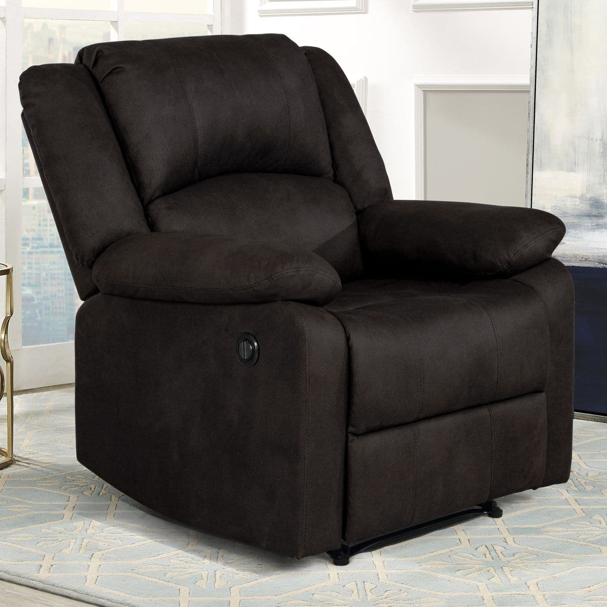 Front. Relax A Lounger - Peyton Power Recliner - Java.