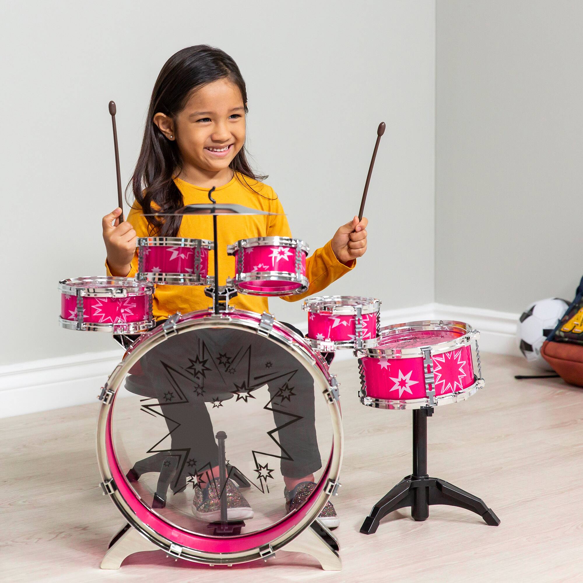 Alt View 1. Best Choice Products - Best Choice Products 11-Piece Kids Starter Drum Set w/ Bass Drum, Tom Drums, Snare, Cymbal, Stool, Drumsticks - Pink - Pink.