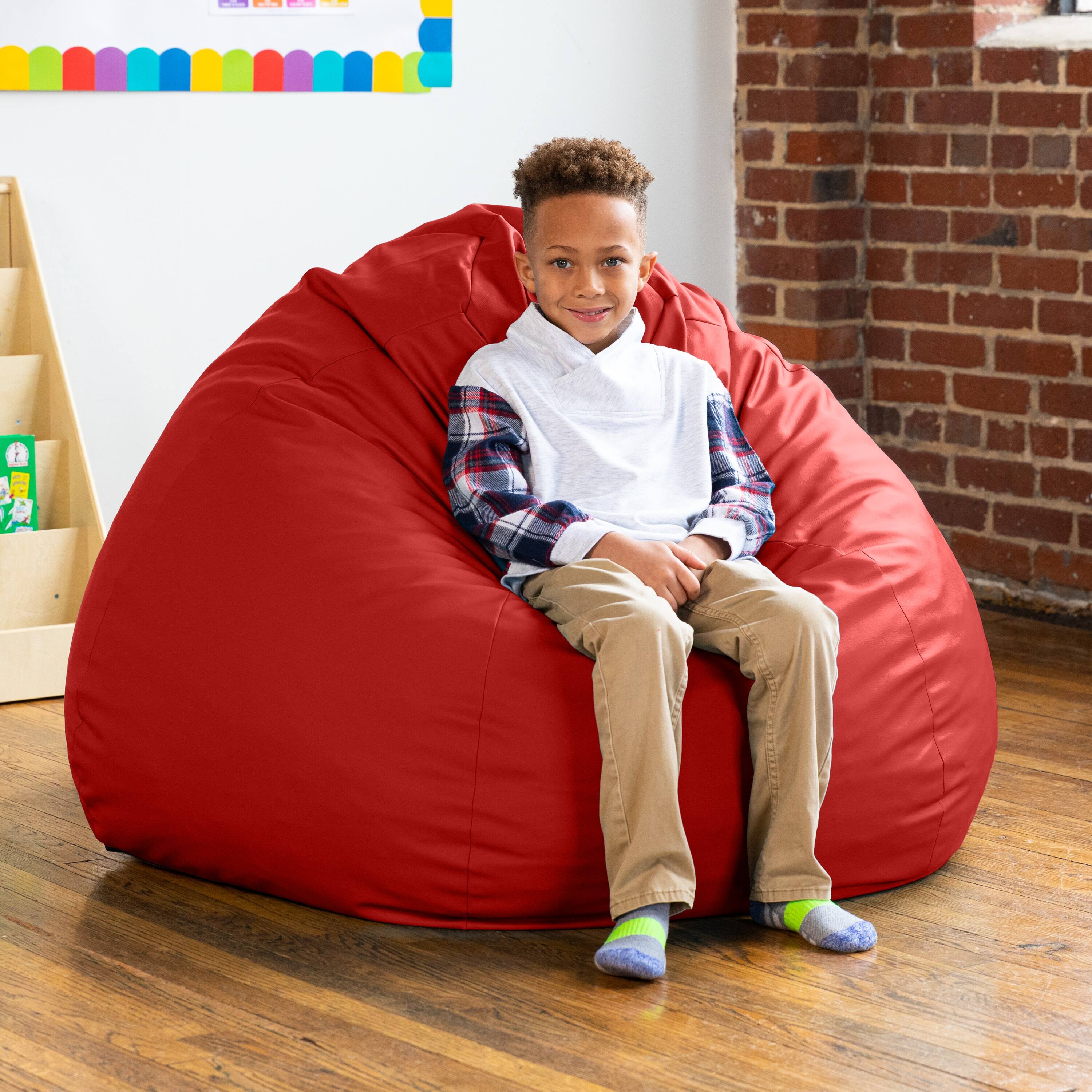 Alt View 1. Jaxx - Jaxx Gumdrop Commercial Grade Bean Bag for Educational Environments, Large Size - Premium Vinyl - Red - Red.