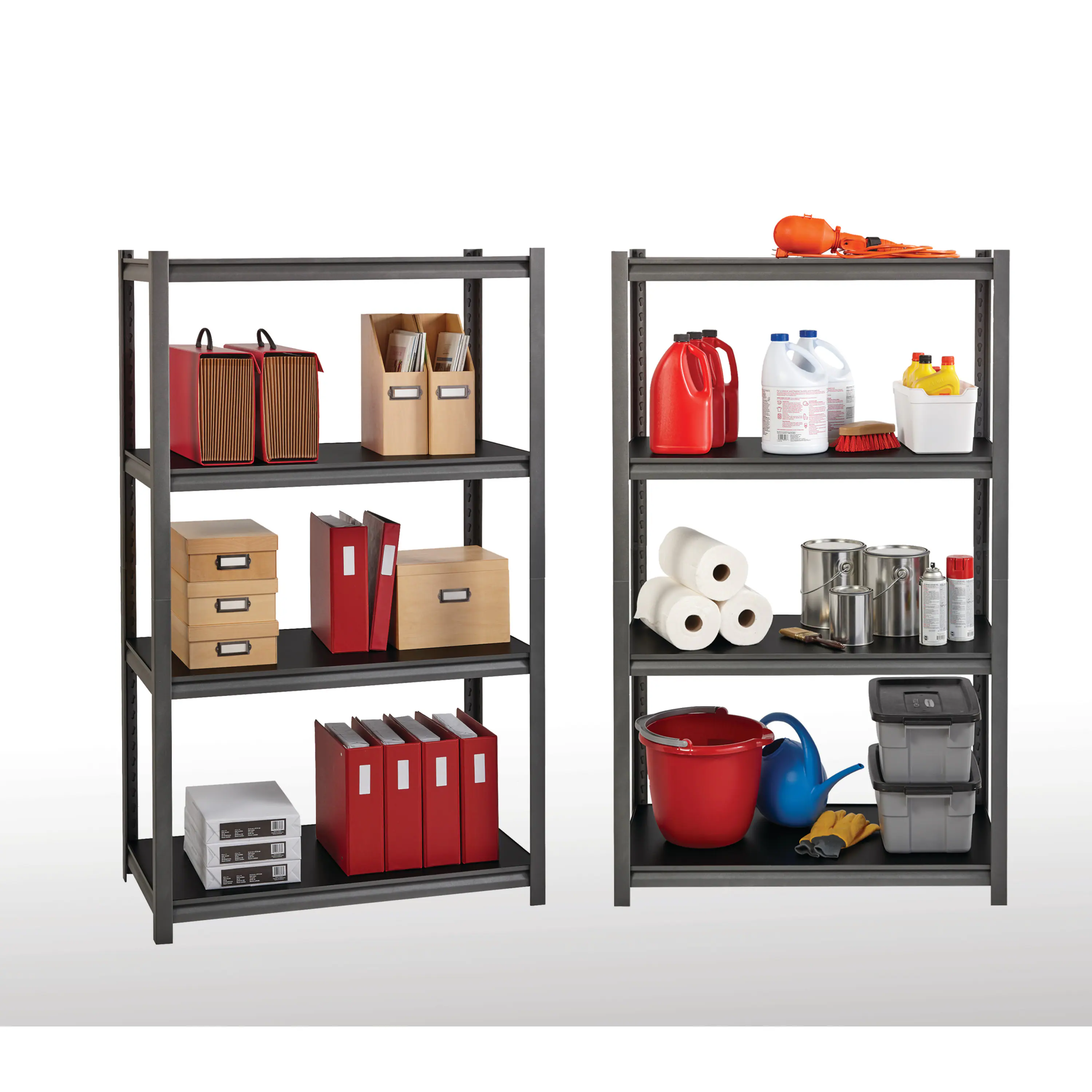 Alt View 9. Iron Horse - Iron Horse 3200 Riveted Steel Shelving, 5-Shelf, 24Dx48Wx72H, Gunmetal Gray / Black - Gunmetal Gray.