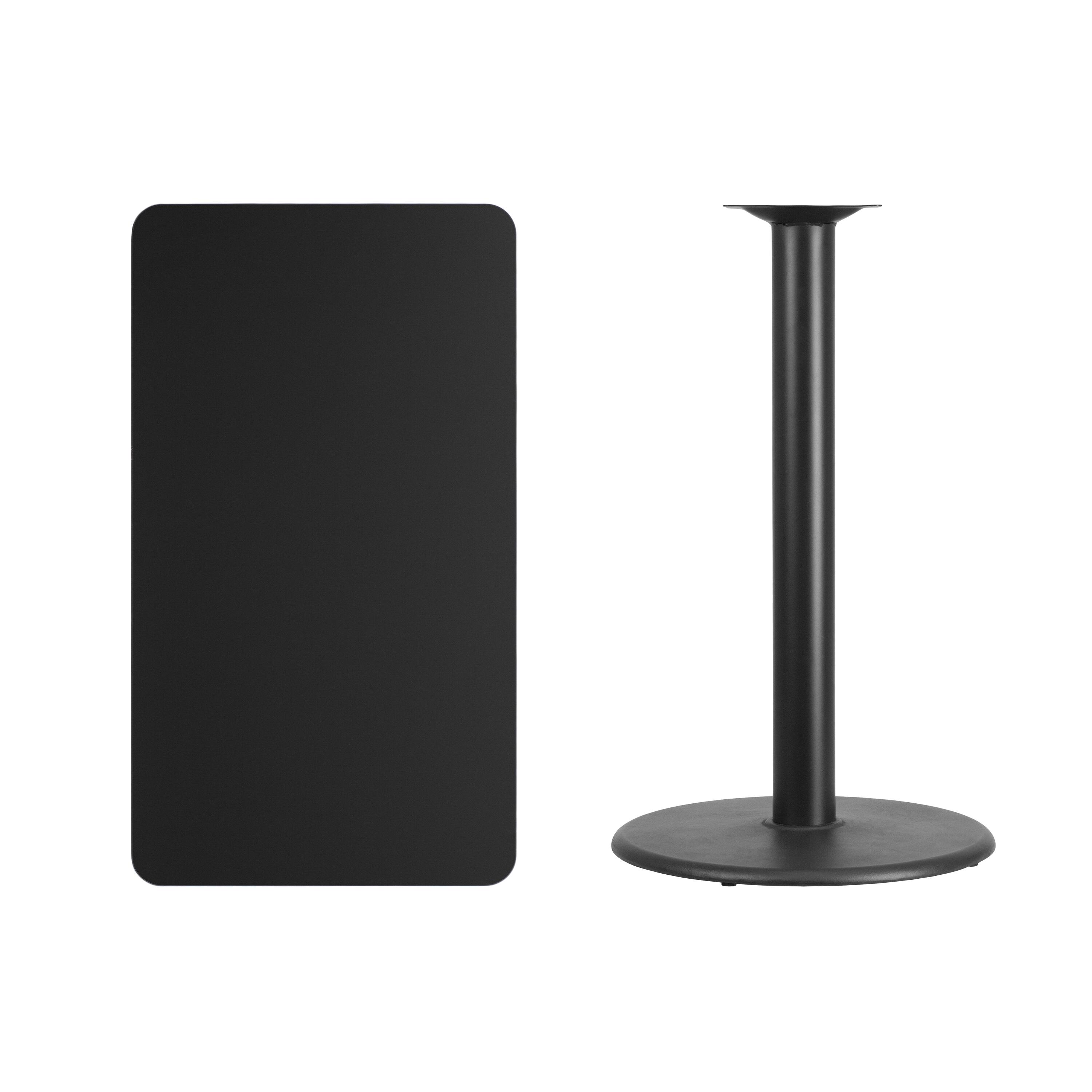 Alt View 2. Emma + Oliver - 24"x42" Rectangular Laminate Bar Table with 24" Round Base - Black.