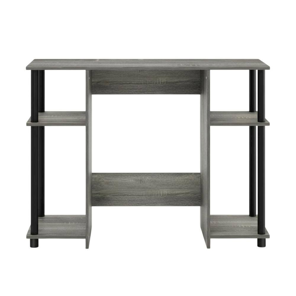 Back. BisonOffice - Compact French Oak Grey And Black Study Desk With Modern Design - French Oak Grey/Black.