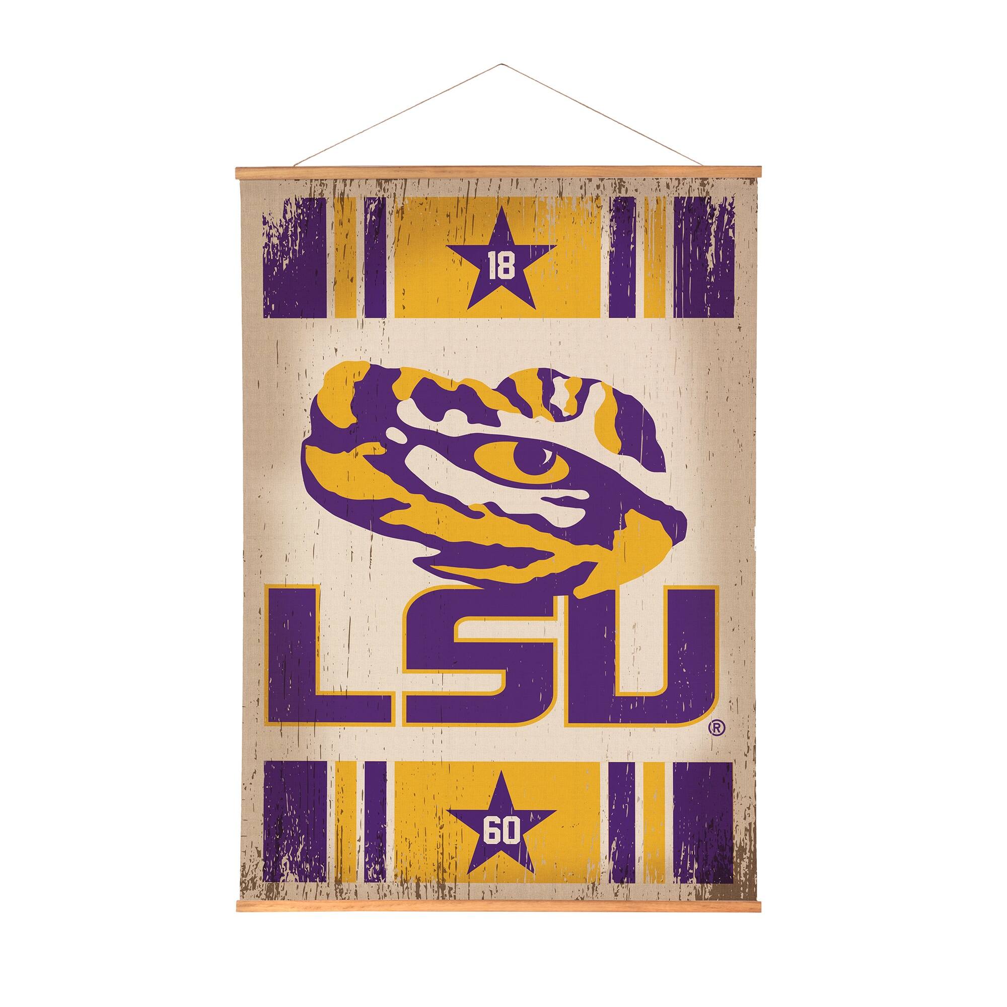 LSU Tigers 36" x 54" Large Canvas Wall Art Tapestry with Wood Frame