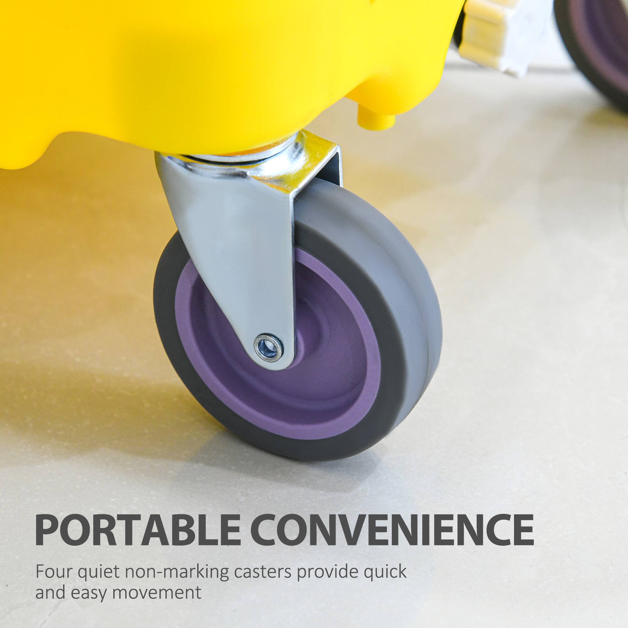 PORTABLE CONVENIENCE

Four quiet non-marking casters provide quick and easy movement