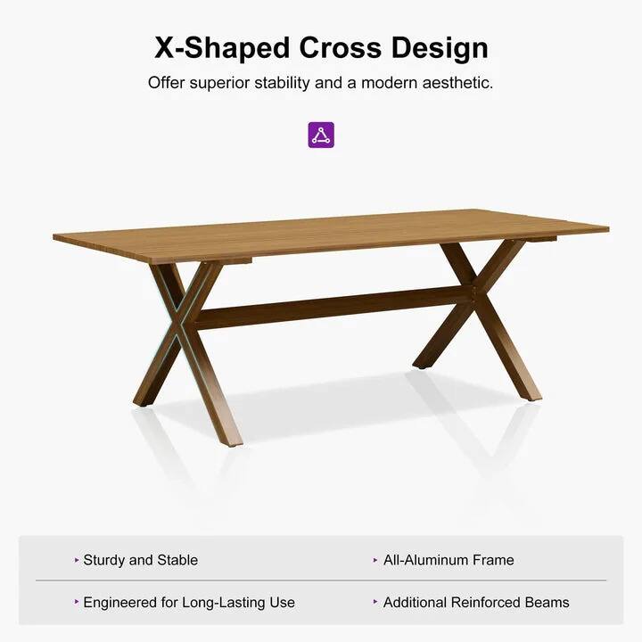 X-Shaped Cross Design  
Offer superior stability and a modern aesthetic.  

- Sturdy and Stable  
- Engineered for Long-Lasting Use  
- All-Aluminum Frame  
- Additional Reinforced Beams