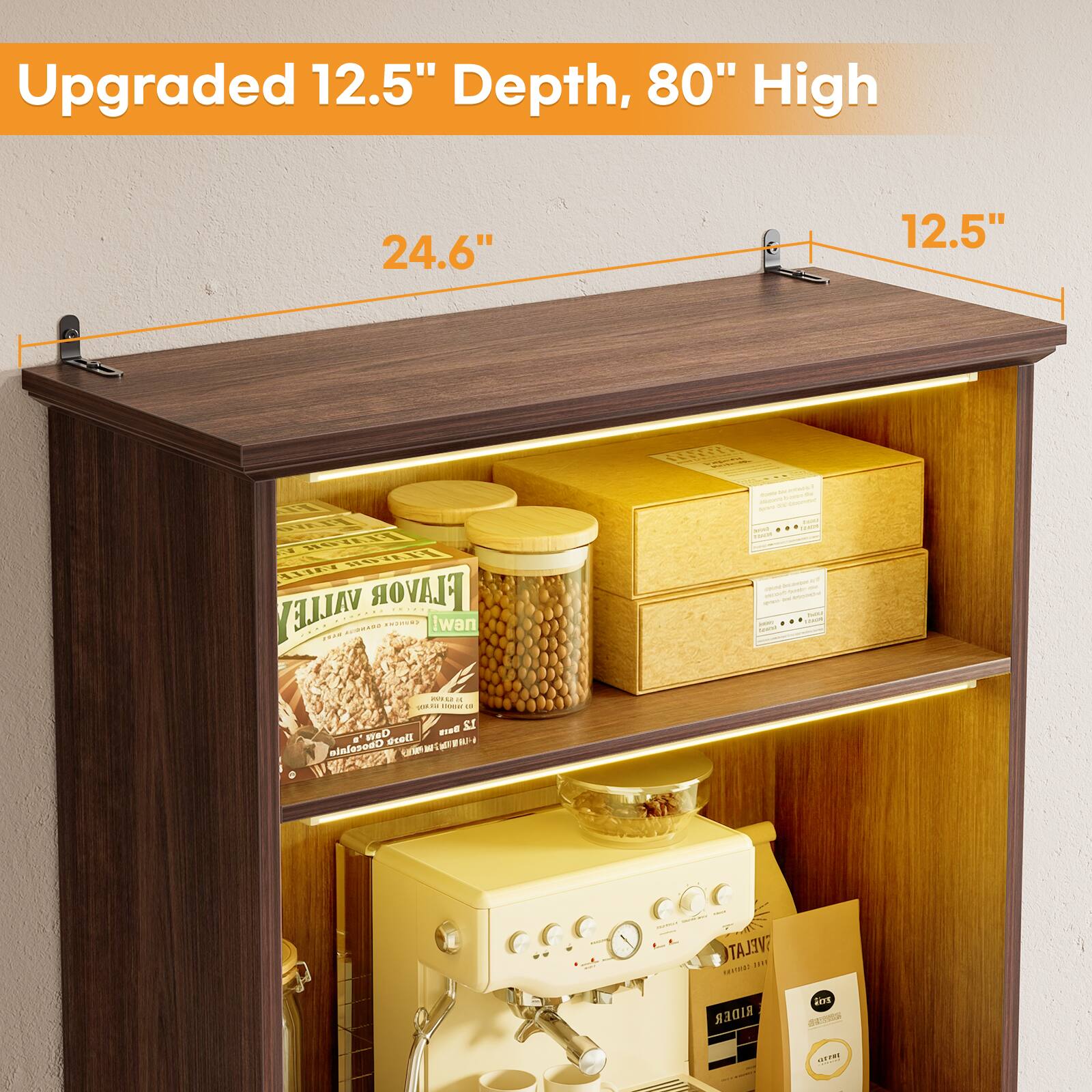 Upgraded 12.5" Depth, 80" High  
24.6"  
12.5"
