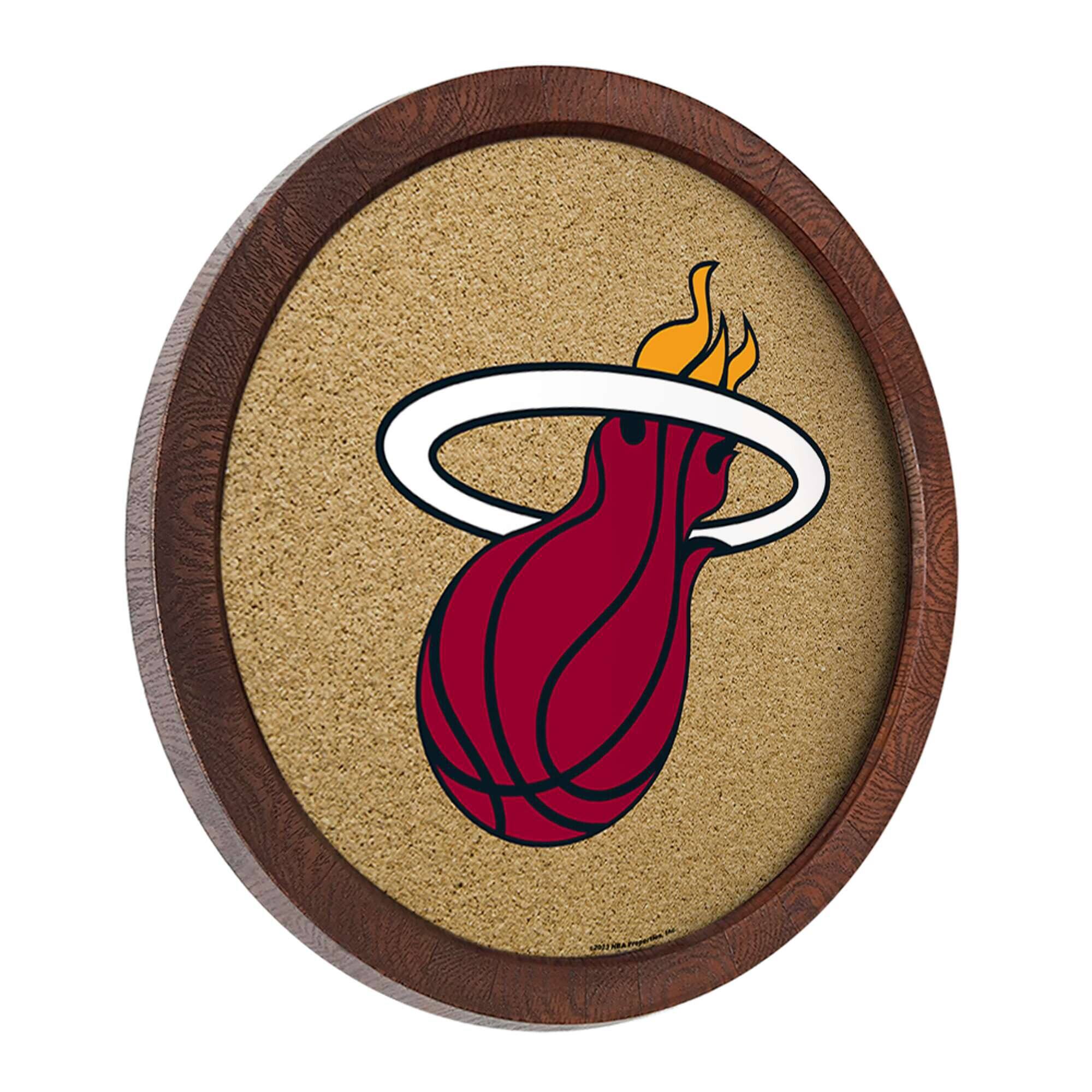 Alt View 1. The Fan-Brand - Miami Heat 20.25'' Round Faux Barrel Framed Cork Board - Multicolor.
