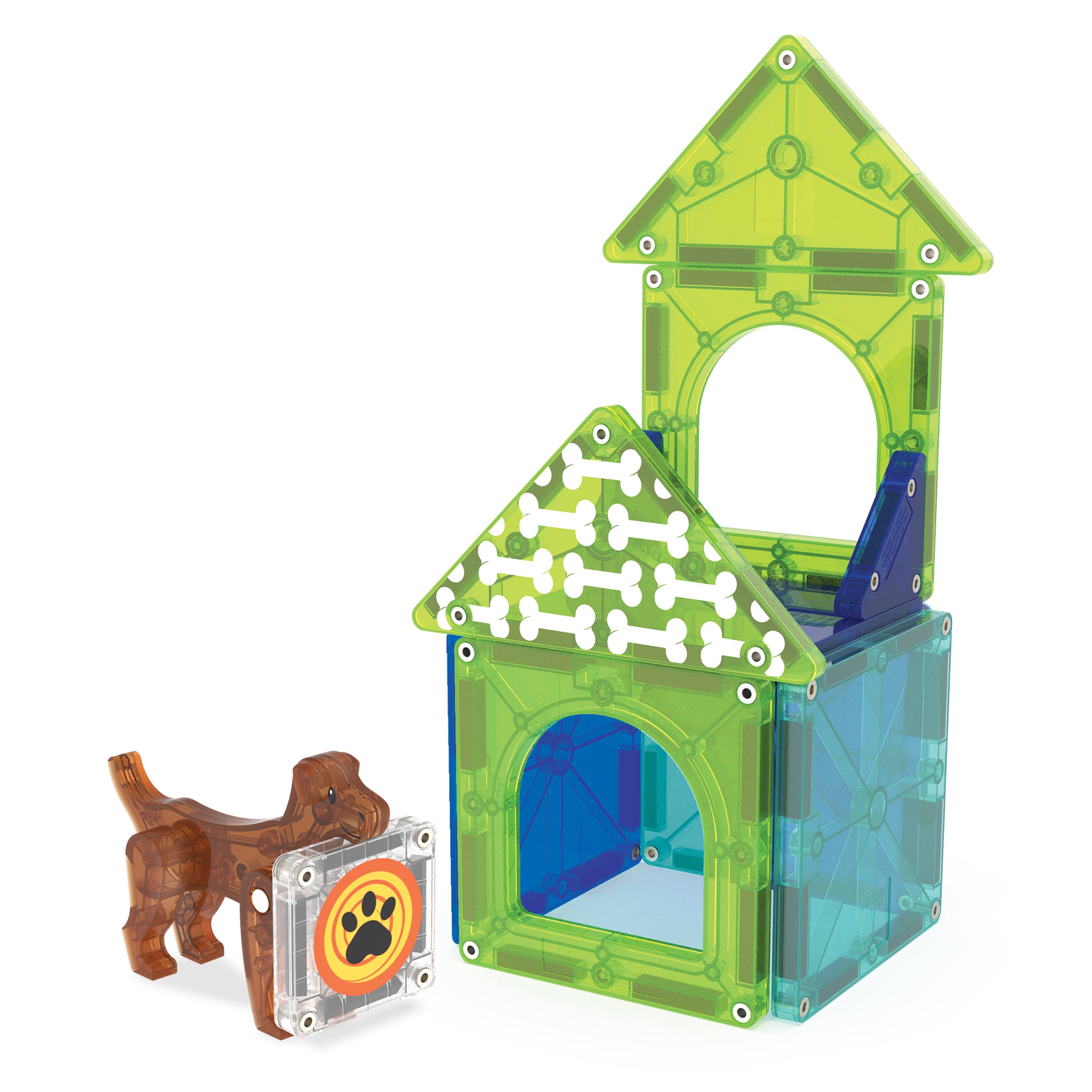Left. Magna-Tiles - Dog House 13-Piece Magnetic Construction Set, THE ORIGINAL MAGNA-TILES.