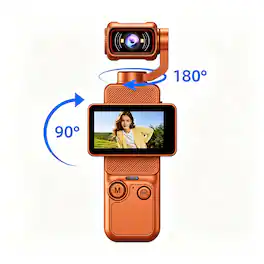 Umeiluce - Mini Pocket Vlogging Camera 1080P HD Video Recorder 90° Swivel Screen Wireless Wi-Fi Gift Camcorder - Orange