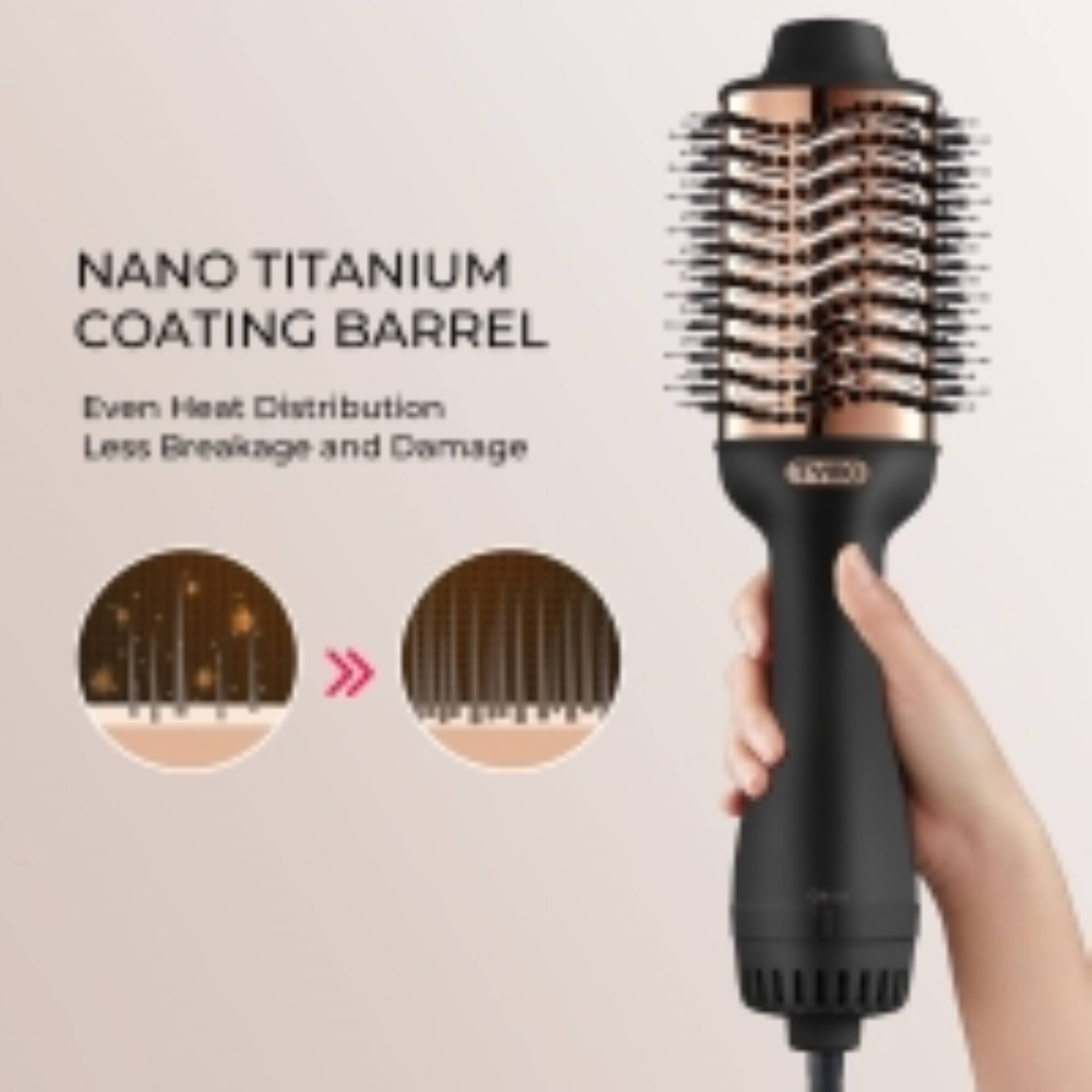 NANO TITANIUM COATING BARREL  
Even Heat Distribution  
Less Breakage and Damage
