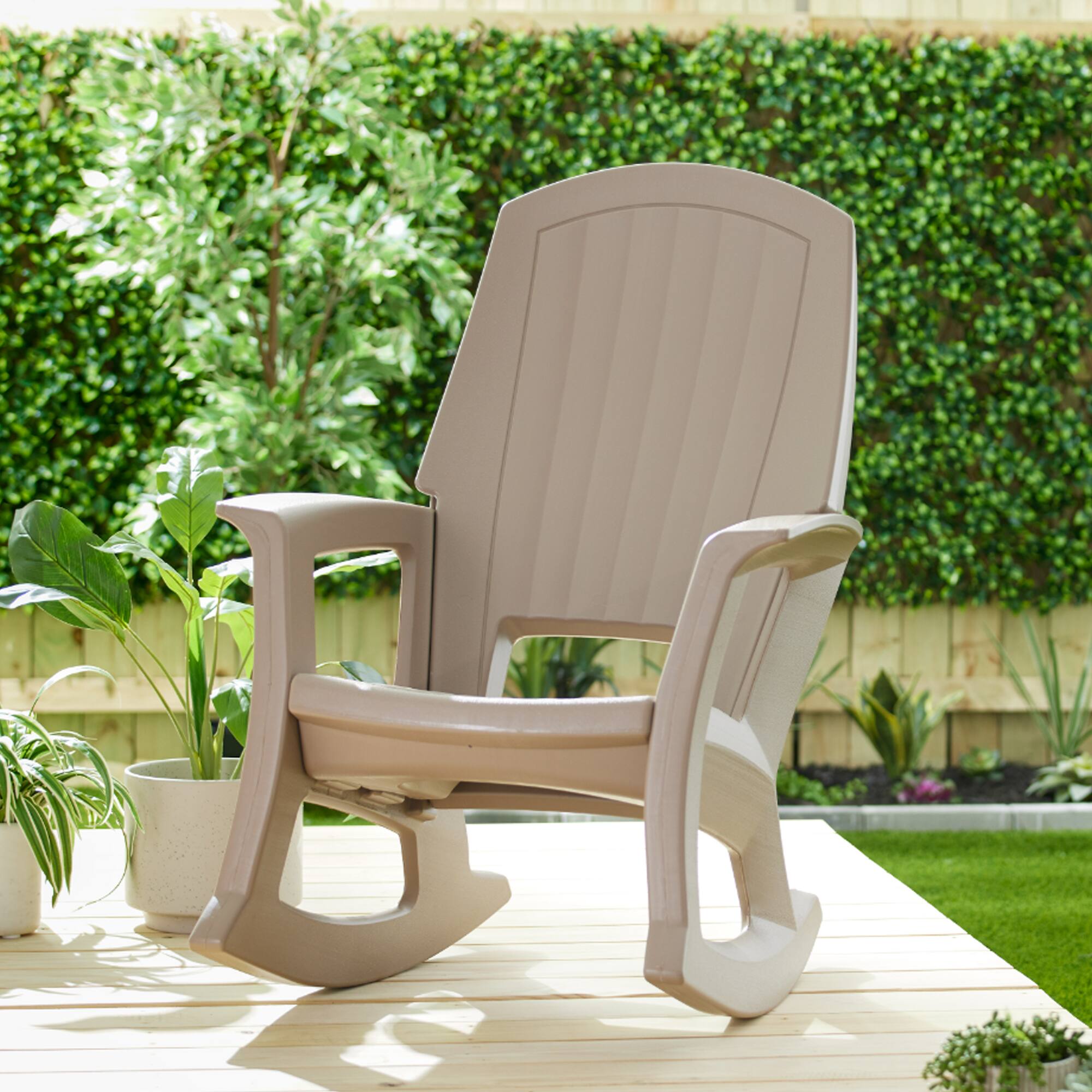 Alt View 3. Semco - Semco Plastics Rockaway Heavy Duty All-Weather Outdoor Rocking Chair, Taupe - Taupe.