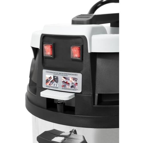 Alt View 5. Dapper Supply - 26.5 Gallon 11 Peak HP 2-in-1 Wet Dry Vacuum Stainless Steel Shop Vac with Drain & Attachments - Silver.