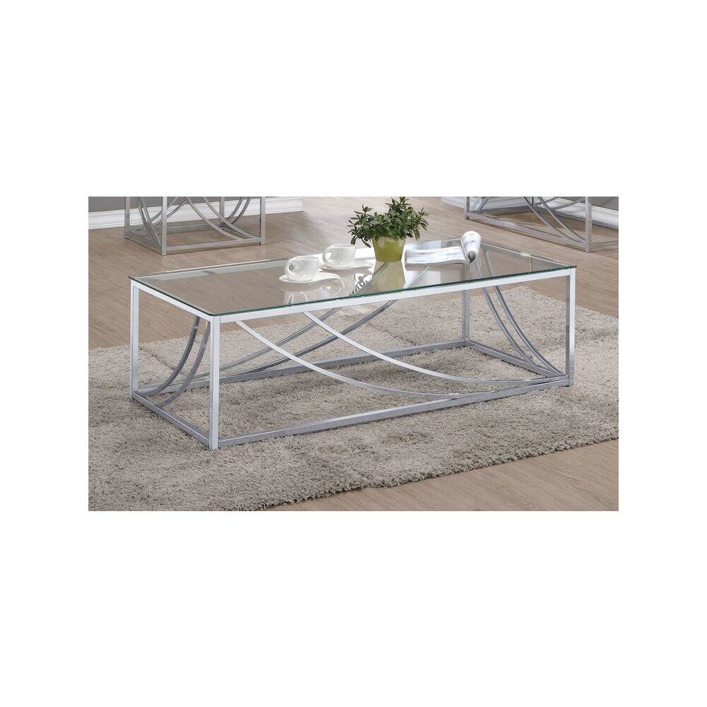 Alt View 5. Coaster Co. of America - Lille Rectangular Glass Top Coffee Table Chrome - Silver.