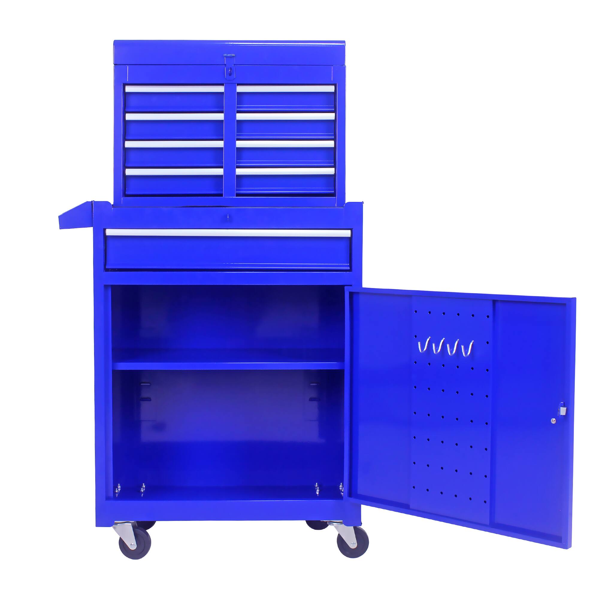 Alt View 1. APRILSOUL - Tool Chest 5-Drawer Tool Box Organizer Lockable Wheels and Sliding Drawers and Detachable Top and Adjustable Shelf - Blue.