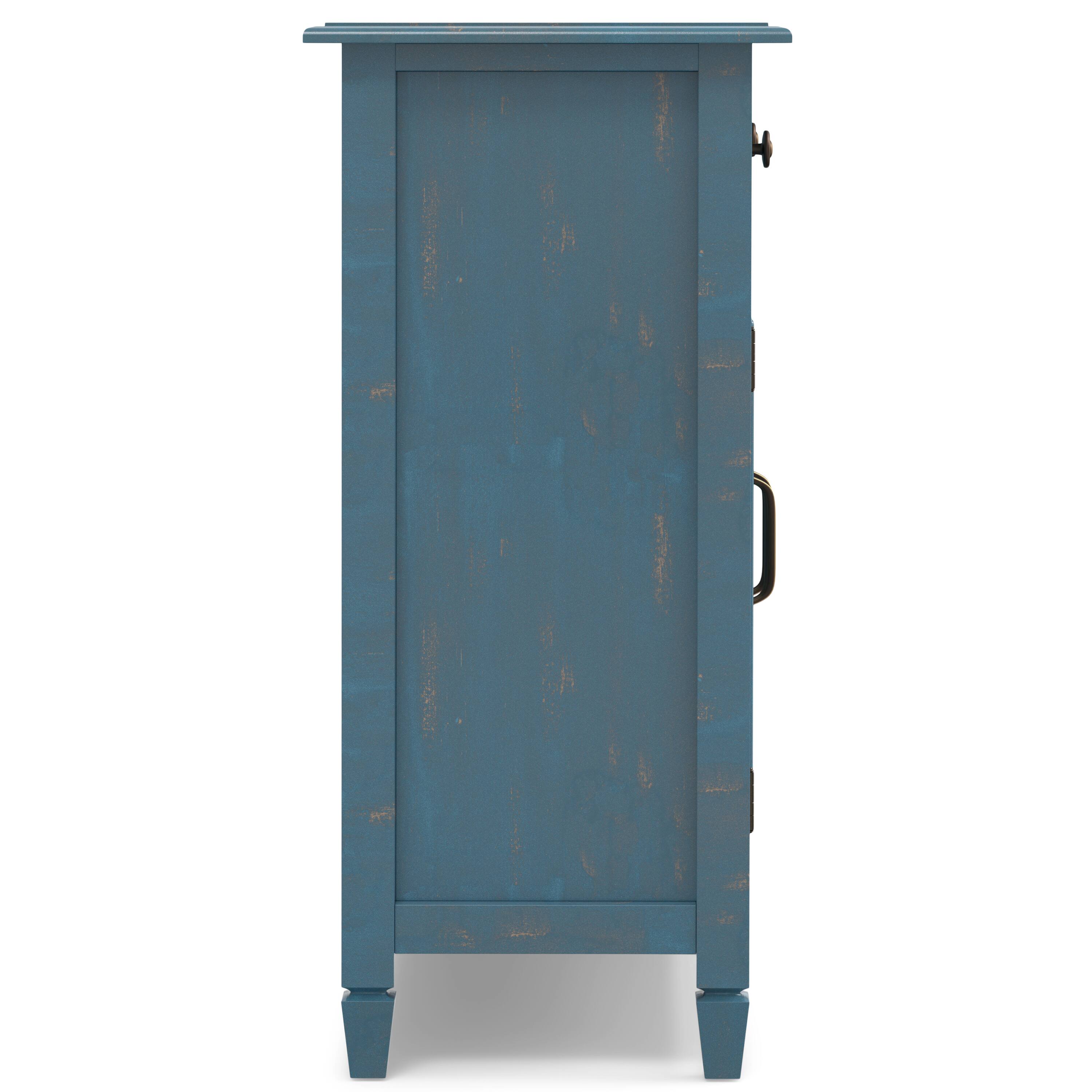 Alt View 8. Simpli Home - Connaught 40 inch Wide Solid Wood Traditional Entryway Storage Cabinet in Distressed Coastal Blue - Distressed Coastal Blue.