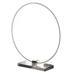Manhattan Lane - Sine 21 Inch Table Lamp, Modern Circle Ring LED, Metal Base - Nickel, Silver