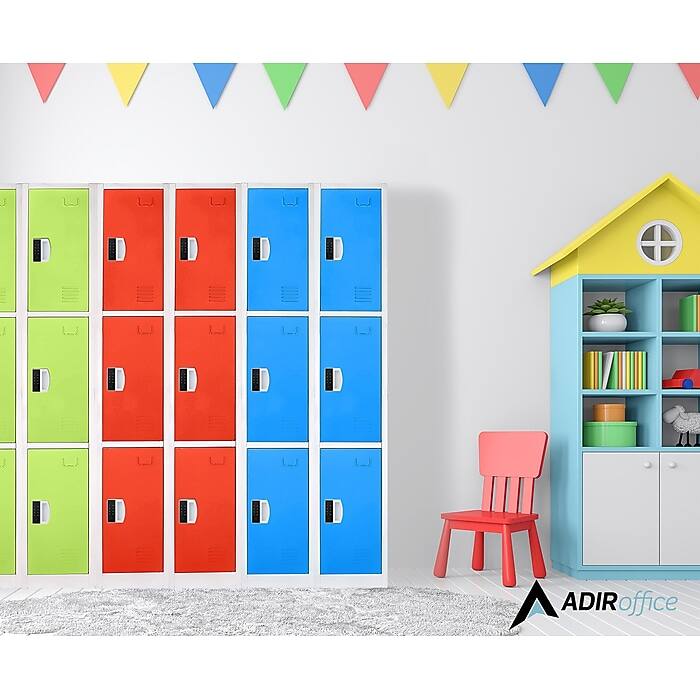 Back. AdirOffice - Storage Locker 629-Series 72" H 3-Tier Steel Compartment Digital Lock Locker - Red.