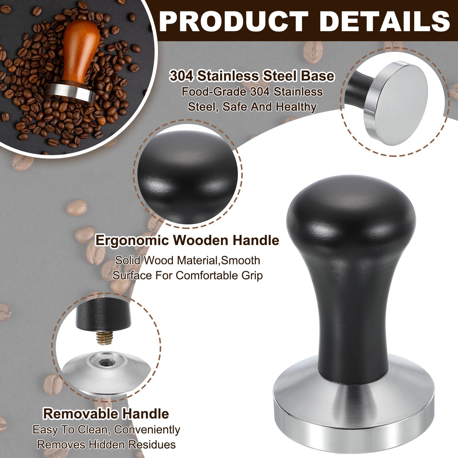 PRODUCT DETAILS

304 Stainless Steel Base
Food-Grade 304 Stainless Steel, Safe And Healthy

Ergonomic Wooden Handle
Solid Wood Material, Smooth Surface For Comfortable Grip

Removable Handle
Easy To Clean, Conveniently Removes Hidden Residues