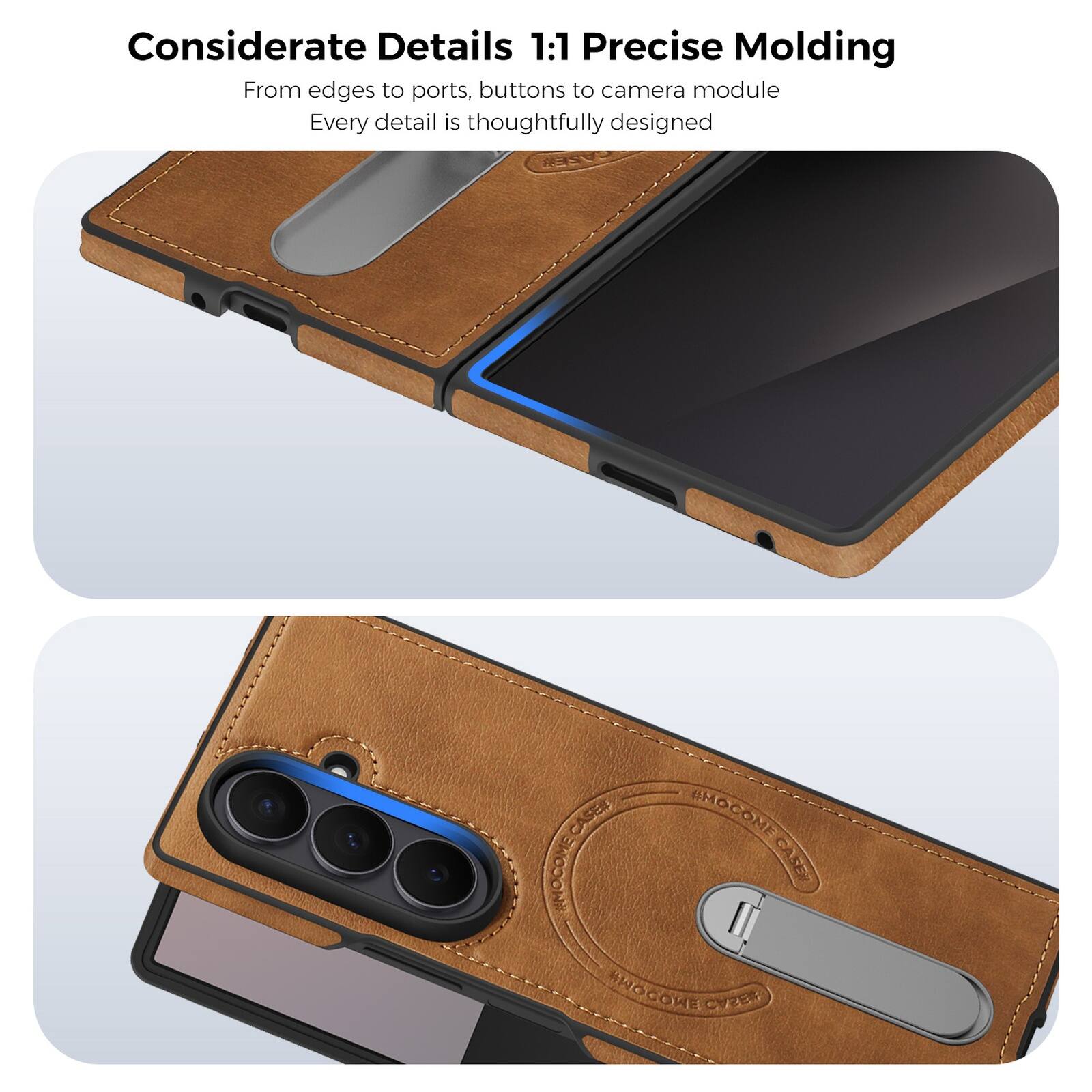 Considerate Details 1:1 Precise Molding  
From edges to ports, buttons to camera module  
Every detail is thoughtfully designed  

IHO CASER EMOCOME #WOCONE CASER I AHOCORE CASER