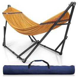 Tranquillo - Universal 106.5" Double Hammock with Adjustable Stand and Bag - Yellow