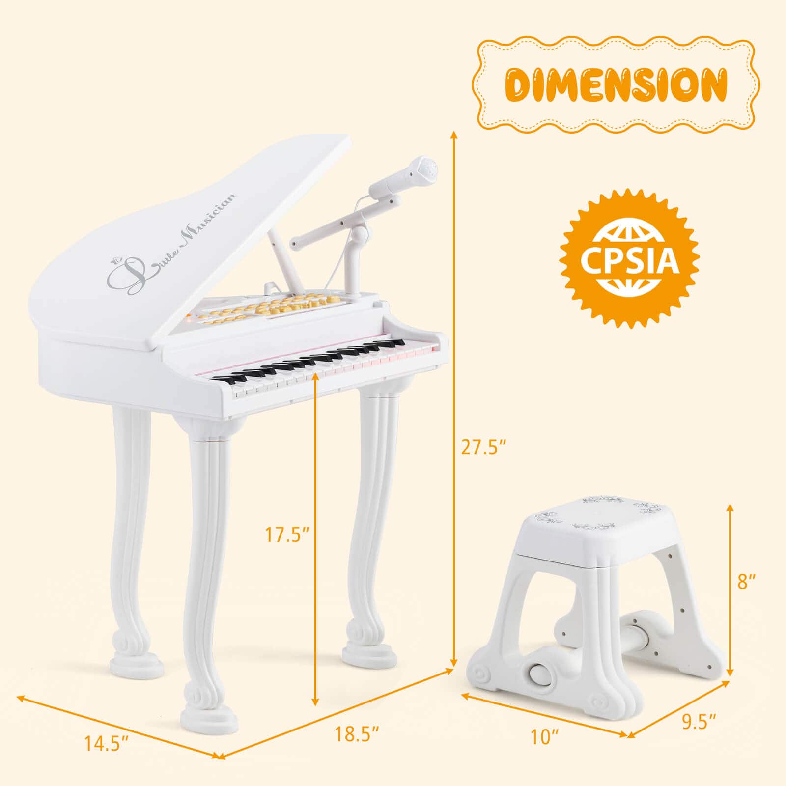 DIMENSIONS: 27.5" 17.5" 8" 14.5" 18.5" 10" 9.5"