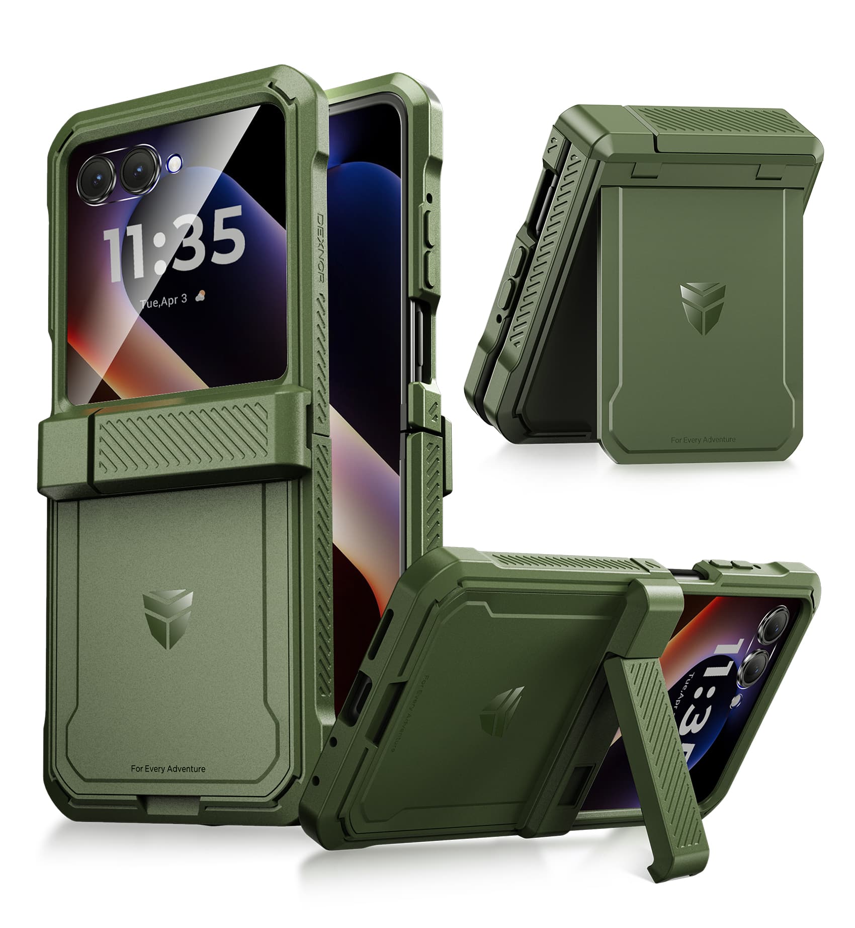 Dexnor - Shockpoof Case for Motorola Moto Razr 2025/2024 Heavy Duty Full-Body Rugged Shockproof Protective Phone Case - Army Green