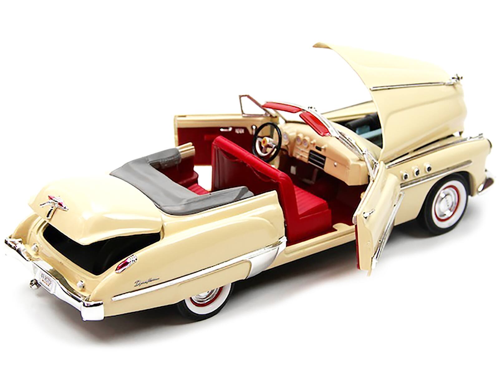 Alt View 2. Motormax - 1949 Buick Roadmaster Cream with Red Interior 1/18 Diecast Model Car by Motormax.