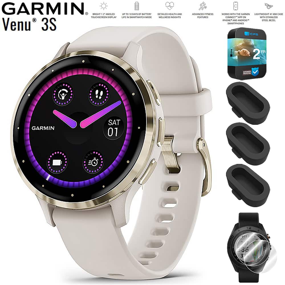 Garmin - Venu 3S GPS Smartwatch Gold with Ivory Case 41mm + 2 Year Warranty Bundle - Stainless Steel and Ivory - (2023)