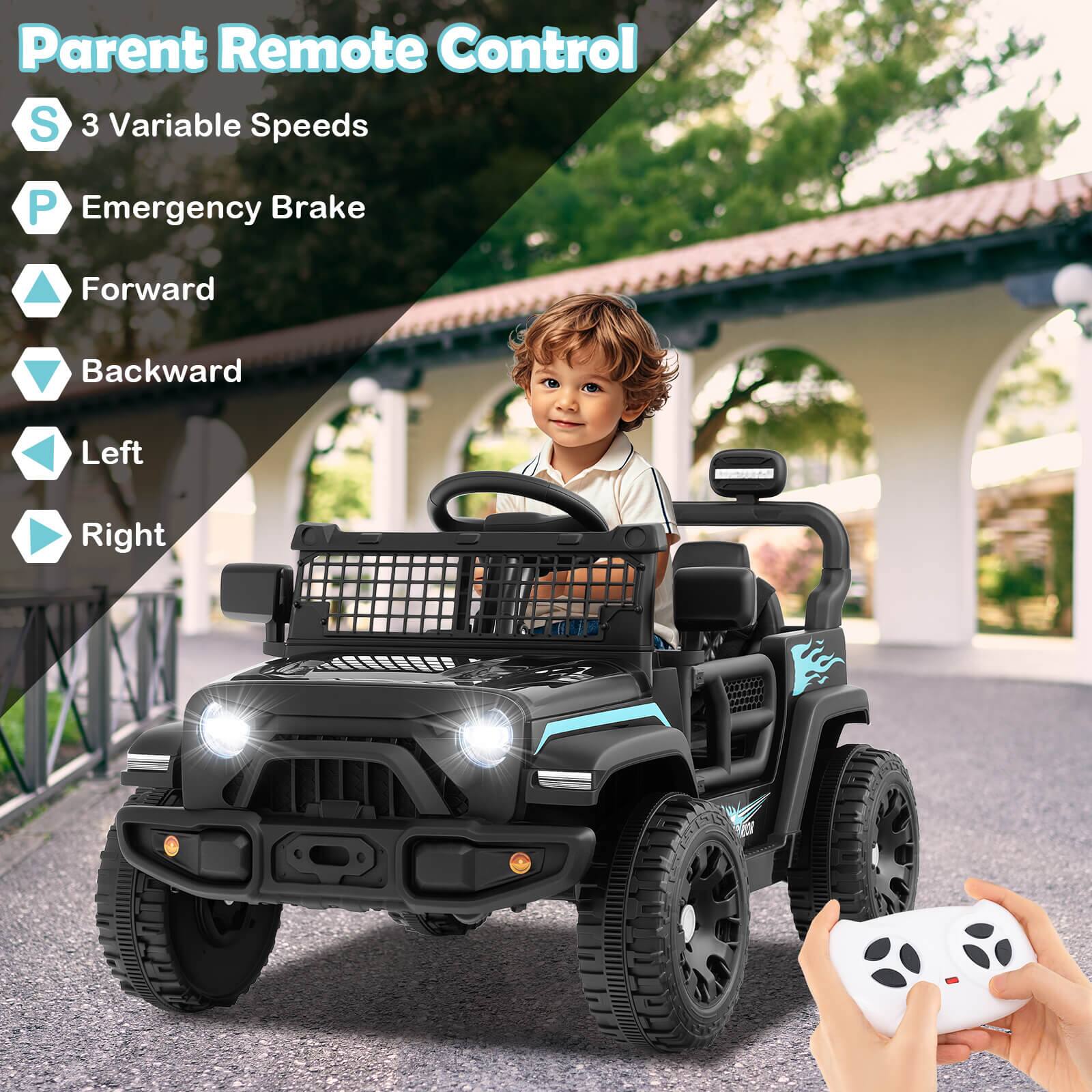 Parent Remote Control

- S 3 Variable Speeds
- P Emergency Brake
- Forward
- Backward
- Left
- Right