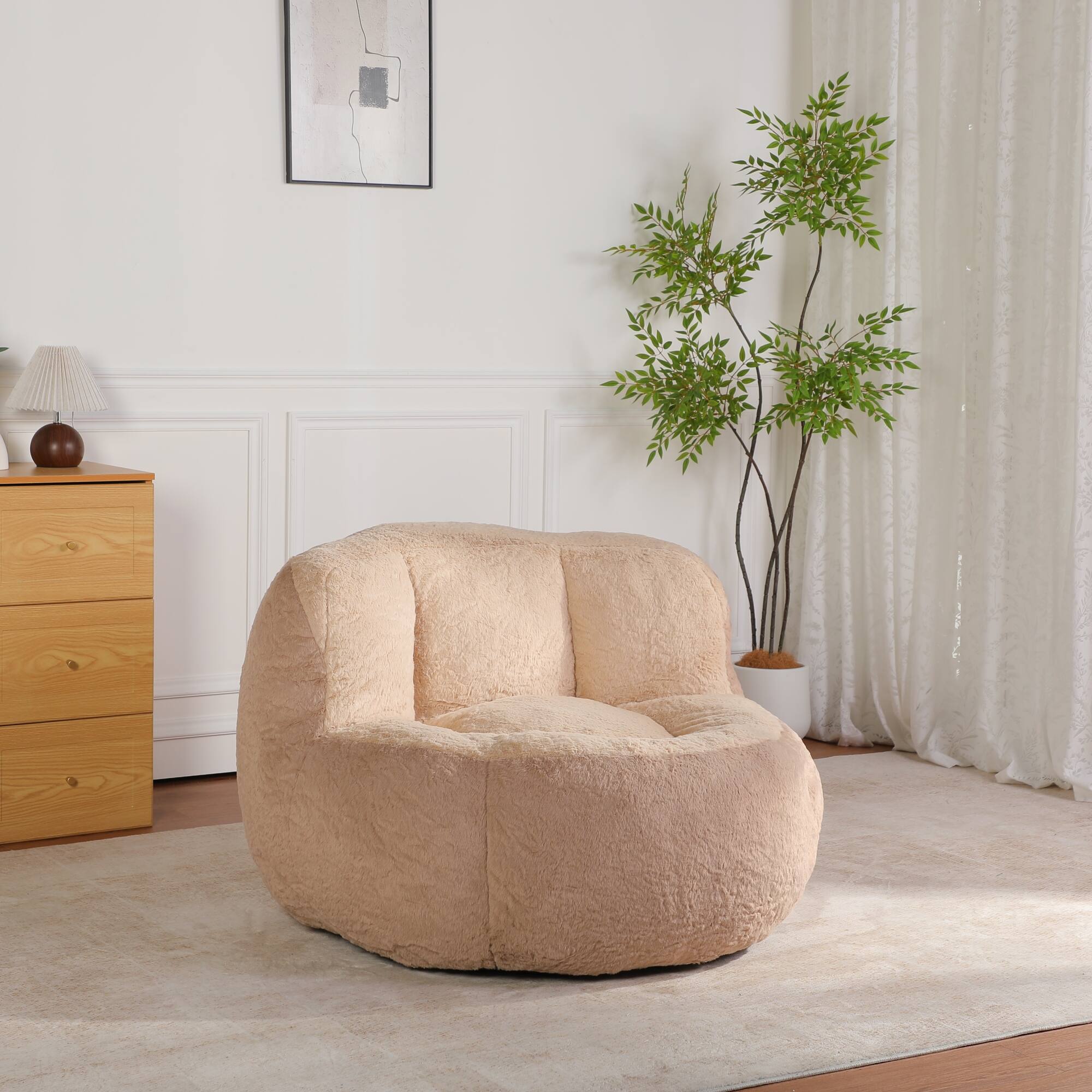 Alt View 9. GOODSILO - Oversized Bean Bag Chair Lounger Sofa with Faux Fur Cover and Shredded Foam Filling for Living Room Comfort - Multicolor.