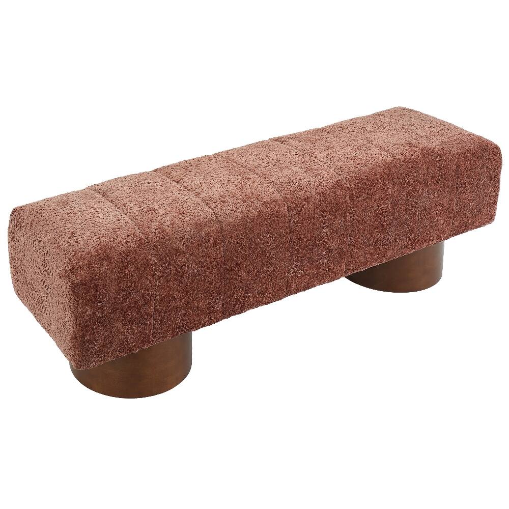 Alt View 2. Ropilly - Ropilly Rust Red Boucle Dining Bench, Modern Upholstered Accent Bench for Entryway and Bedroom, High Capacity Seating - Rust Red.