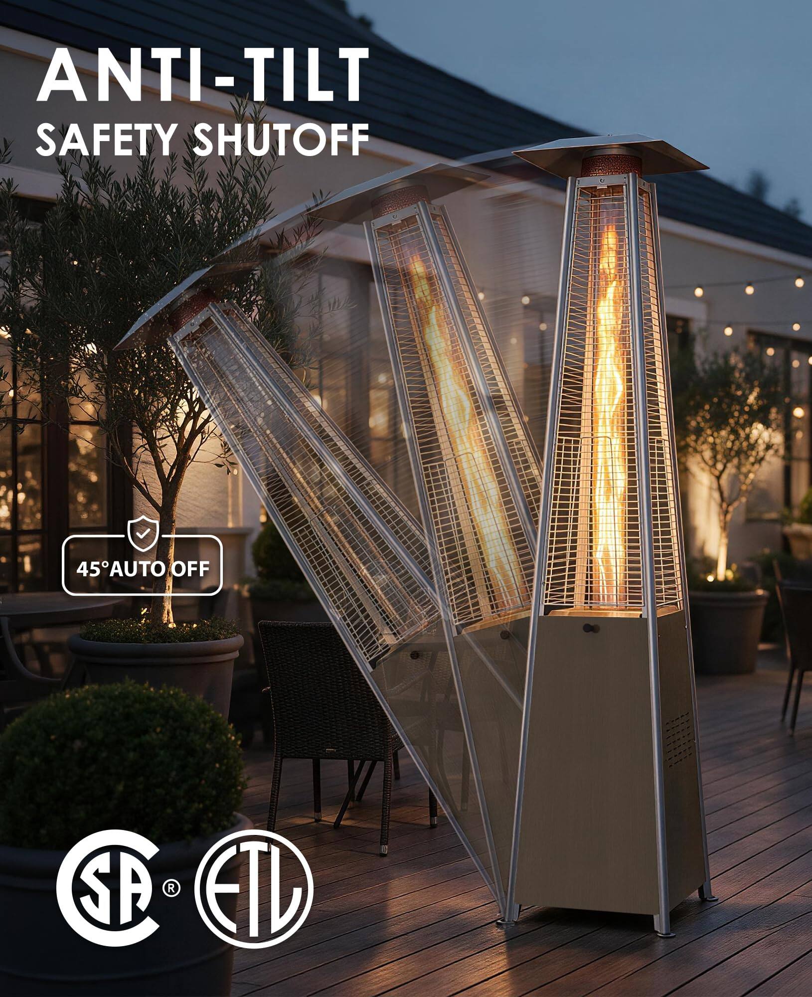 ANTI-TILT SAFETY SHUTOFF  
45° AUTO OFF  
SA  
ETL