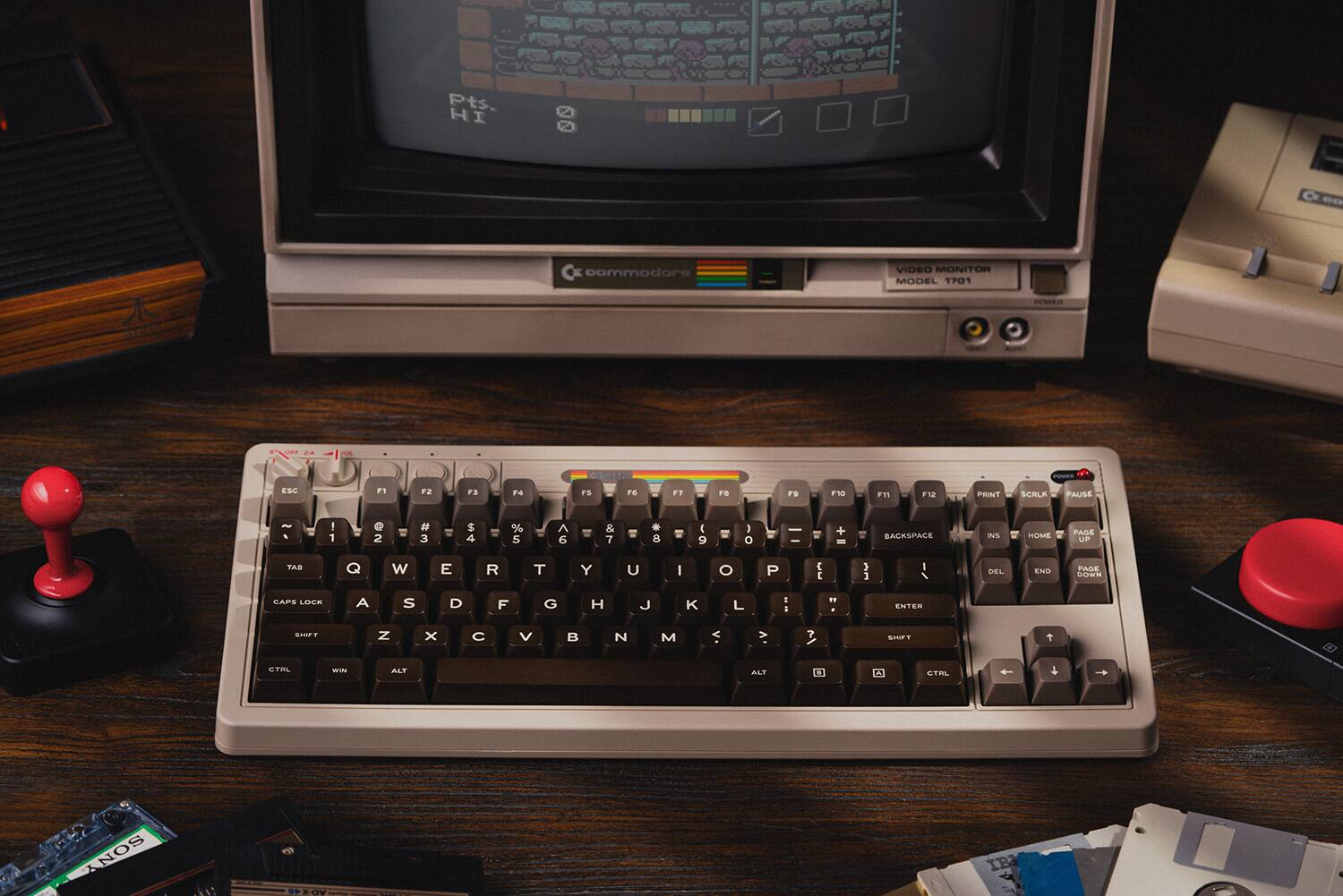 Pts. HI commodore VIDEO MONITOR MODEL 1701 POMEA CREO.. ESC F1 F2 F3 P4 FS F6 FB FS F10 F11 F12 PRINT SCRLK PAUSE - . ! 1 0 2 3 S % S A 6 & 7 = 8 E 9 3 o + BACKSPACE INS HOME PAGE UP TAB Q W E R T Y U I O P E E 1 DEL ENTER SEG Z x C V B N M < > 7 Souce CTAL wI ALT ALT CTHL NOS *. KOY IE