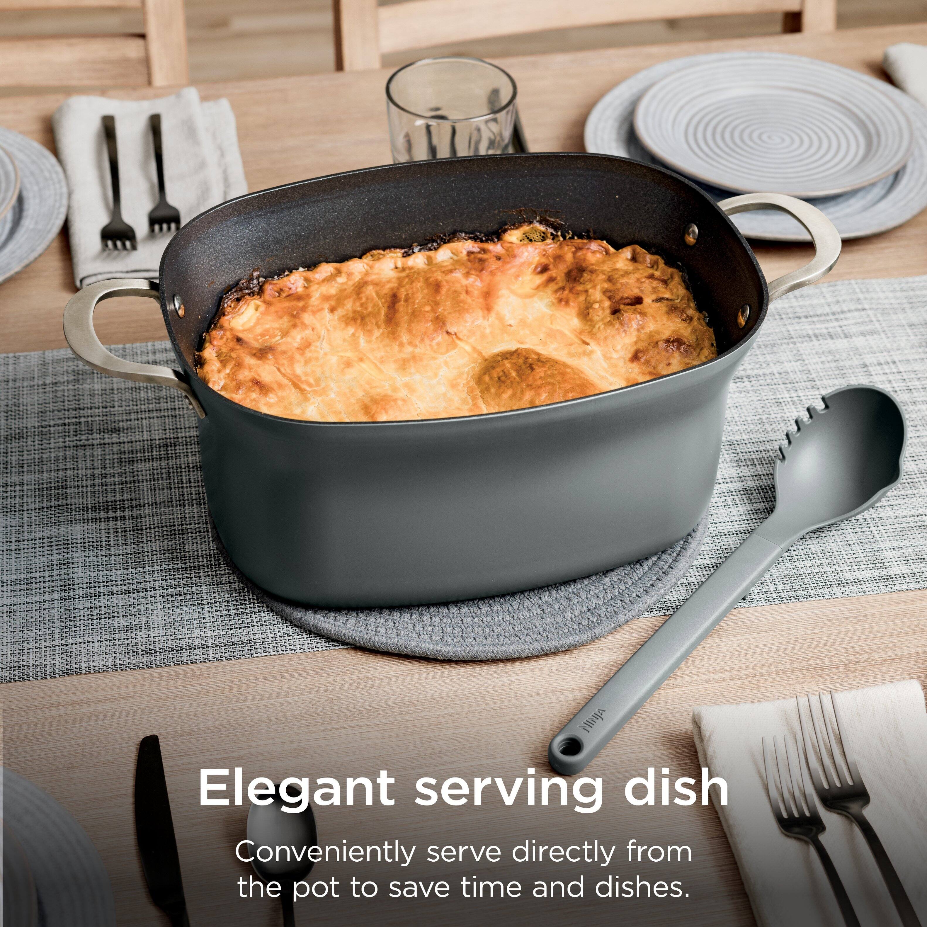 Elegant serving dish  
Conveniently serve directly from the pot to save time and dishes.